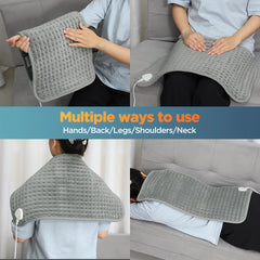 Electric Heating Pad Adjustable Temperature Timer Plush Warm Mat