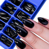 100Pcs Almond Press on Nails Medium Length Fake Nails Black Matte Almond False Nail Tips Artificial Fingernail Extend Fake Nails SHOWLU FASHION STORE