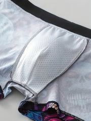10pcs Men's underwear fun printed men's flat corner pants suitable for beach leisure, outdoor swimming, teenagers' men's panties
