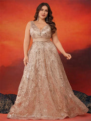 Lucyinlove Plus Size Luxury Deep V-Neck Sequins Blue Evening Dress Women Elegant V-back Wedding Party Long Prom Cocktail Dresses SHOWLU FASHION STORE