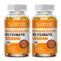 Magnesium Glycinate 400mg for Sleep, Brain, Nervous System, Bone, Muscle, Relieve Anxiety Heart Health, Stress & Anxiety Relief