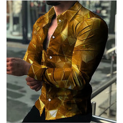 Men's Long Sleeve Shirt Casual All-match Fashion Street Men's Shirt Lapel Single-breasted Long Sleeve Top Men's Clothing