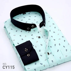 Quality Plaid Casual Men's Shirt Slim Fit Formal & Business Party Man Spring Long Sleeve New Men Floral for Mens Dress Shirt