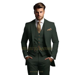 Men's grey 3-piece suit (jacket + vest + trousers) Elegant classic wedding attire, custom banquet birthday party tuxedo