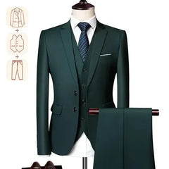 2025 New Men's Business Casual Suit for Weddings Male Solid Colour Formal Suit Sets Men Prom Party Tuxedo Dress