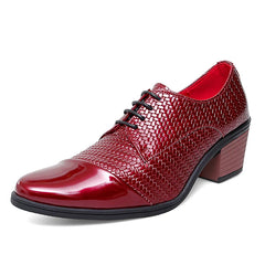 Men's Leather Shoes Banquet Dress Shoes Formal Occasions Men's Business Leather Shoes Office Red High Heels Pointed Shoes