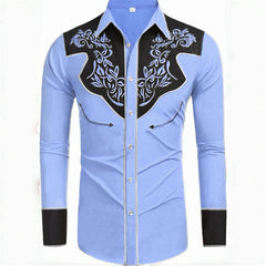 20 -color men's shirt long -sleeved shirt retro western denim big size loose cardigan long -sleeved casual shirt soft fabric