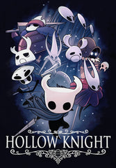 A vertical canvas print featuring various characters from the video game Hollow Knight.