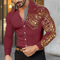 Men's Shirts Button-down Shirts Casual Shirts Black White Burgundy Long Sleeves Lapel Spring and Fall Wedding Party Clothing 6XL SHOWLU FASHION STORE