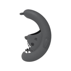 A dark grey shark-shaped slide sandal with a wide open mouth and fin details.