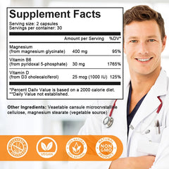 Magnesium Glycinate 400mg for Sleep, Brain, Nervous System, Bone, Muscle, Relieve Anxiety Heart Health, Stress & Anxiety Relief