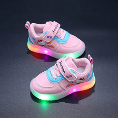 Sanrio LED Kids Shoes for Girls Cute Cartoon Hello Kitty Shoes Summer Girl Kawaii Shoes Soft Bottom Sneakers Casual Shoes SHOWLU FASHION STORE