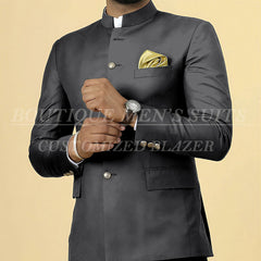Formal Slim Fit Wedding Men's Suits Blazer Elegant Single Breasted Stand Lapel Customized 2 Piece Jacket Pants Outfits Costume