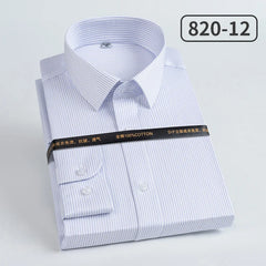 Men's pure cotton long sleeved shirt slim fit high-end light luxury 100 count striped heterochromatic collar wrinkle resistant a