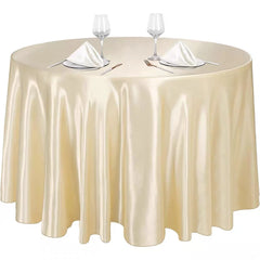 Round Wedding Satin Tablecloth Bright Smooth Silk Table Cover Christmas Decoration Banquet Anniversary Dining Party Table Decor