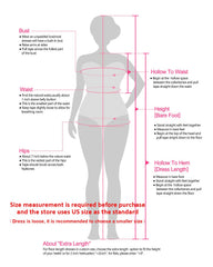 An instructional diagram showing how to measure body dimensions for a dress.