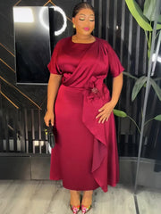 Elegant Women Evening Dresses 2025 Summer Short Sleeve Maxi Robes Dubai African Clothing Wedding Prom Birthday Dress Lady Abayas