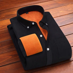 Men's Winter Thiened Corduroy Warm irt Casual Loose Fit Long Sve Collar Inner Wear Pure Color High End Thermal Top