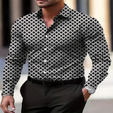 Men's fashion casual long-sleeved plaid shirt breathable top 11 colors casual business shirt lapel long-sleeved shirt