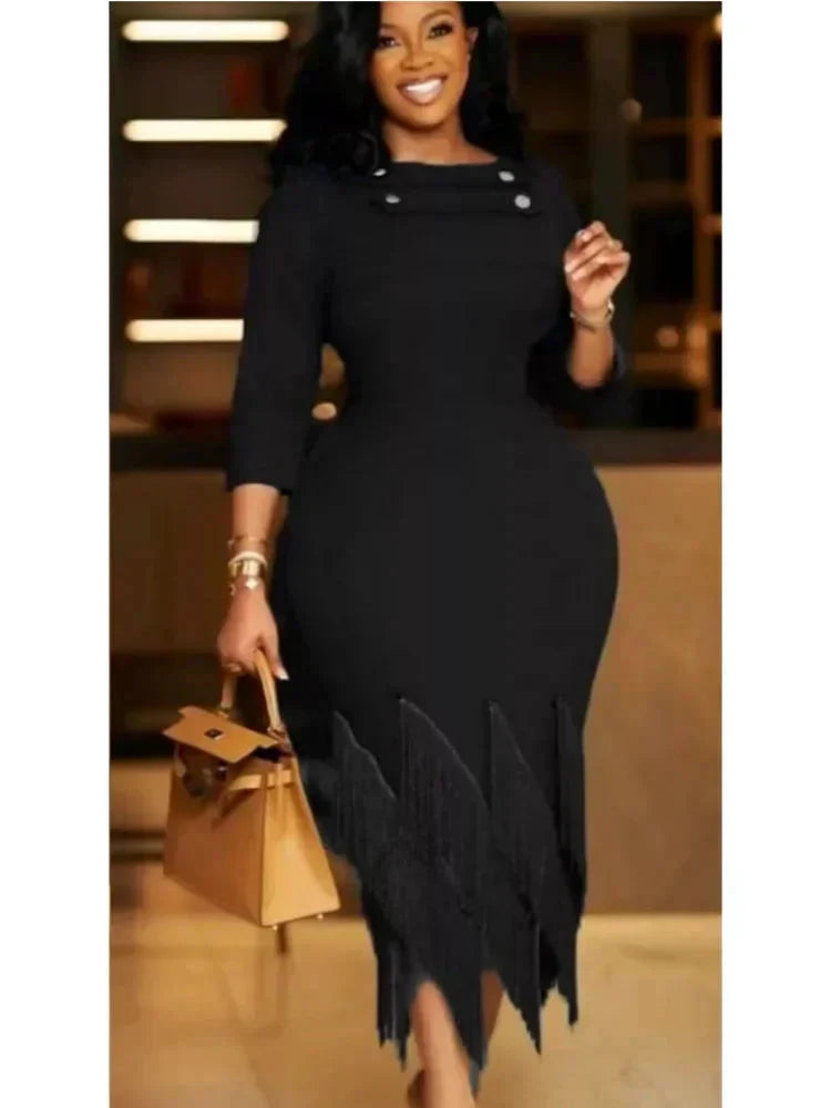 Elegant Tassel Celebrity Formal Long Dress with Lace Up Backless Red Christmas Slim Fit Dresses Party Club Dress Birthday Outfit SHOWLU FASHION STORE