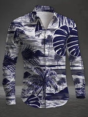 Hawaiian Men's Long Sleeve Shirt Simple 3D Printed Clothing Button Flip-over Street Trend New Series