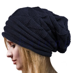 Winter Knitted Hat for Women Baggy Slouchy Beanie Hats Outdoor Warm Cap Bonnet Female Snow Skiing Warm Woolen Caps