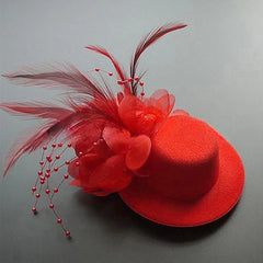 Fashion 13cm Kids Fascinators Hats Feathers Hair Accessories Flower Pillbox Hat Makeup Prom Teas Party Hairpins Party