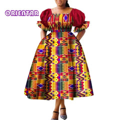 African Style Dresses for Women Puff Sleeve High Waist Gowns Ankara African Dress Princess Dress Robe Africaine Femme WY9970 SHOWLU FASHION STORE
