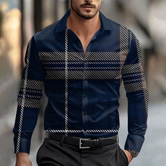 Men's Gradient Geometric Print Long Sleeve Shirt Fashionable Designer Lapel Button up for Outdoor Leisure Vacation