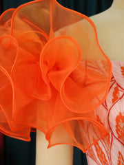 Tulle Flower Dresses Women Party Evening Ruffles Short Sleeve Retro Vintage Midi Event African Gowns Printed Outfits 2024