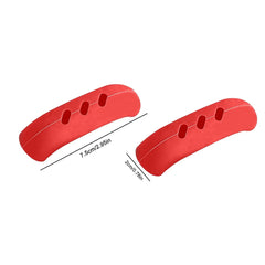 Two red silicone kitchen handle covers are shown with dimensions of 7.5 centimeters by 2 centimeters.