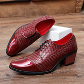 Men's Leather Shoes Banquet Dress Shoes Formal Occasions Men's Business Leather Shoes Office Red High Heels Pointed Shoes