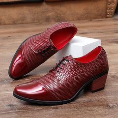 Men's Leather Shoes Banquet Dress Shoes Formal Occasions Men's Business Leather Shoes Office Red High Heels Pointed Shoes