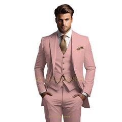 Men's grey 3-piece suit (jacket + vest + trousers) Elegant classic wedding attire, custom banquet birthday party tuxedo