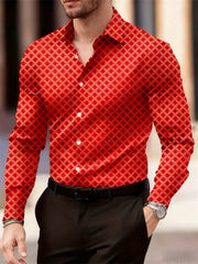 14 colors men's long sleeve high-definition geometric plaid pattern shirt casual party business breathable lapel men's tops