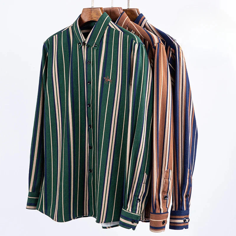 Plus size 6XL 100%cotton korean fashion long-sleeve shirts for men slim fit formal plain shirt striped houndstooth plaid clothes SHOWLU FASHION STORE