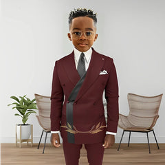 Suit For Boys Fashion Design Double Breasted Blazer Kids Wedding Tuxedo 2 Piece Set Jacket Pants 2-16 Years Old