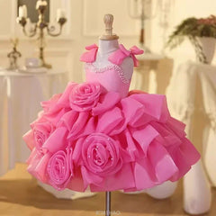 2025 Girls First Birthday Princess Dress New Wedding Flower Girl Piano PerformanceMatching Banquet Host Gown Party Wear Outfits