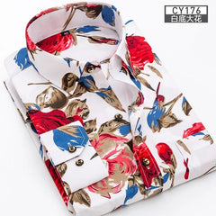 Quality Plaid Casual Men's Shirt Slim Fit Formal & Business Party Man Spring Long Sleeve New Men Floral for Mens Dress Shirt