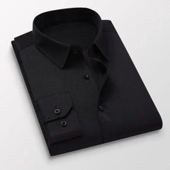 Spring Autumn New Long-sleeved Shirts Men's Business Casual Lapel Buttons Formal Wear Shirts Male Clothes Black White Blue Pink
