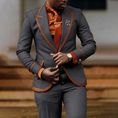 High Quality Men's Suits Evening Party Slim Fit 2 Pieces Formal Wear Business Party Prom Casual Outfit(Jacket+Pants) Custom Made