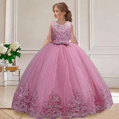 4-12 years old gorgeous girl dress sheer elegant girl birthday party princess dress long carnival evening dress summer clothing