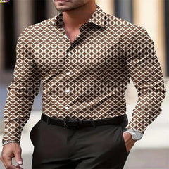 Men's fashion casual long-sleeved plaid shirt breathable top 11 colors casual business shirt lapel long-sleeved shirt