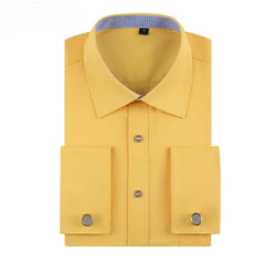Quality & Gentle Formal Mens French Cuff Dress Shirt Men Long Sleeve Solid Striped Style Men's Shirts Cufflink Include Plus Size