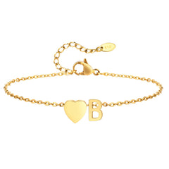 Women Heart Initial Anklet Bracelets Adjustable Beach Jewelry Hypoallergenic Stainless Steel Personalized Name Foot Chain Anklet