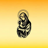 Virgin Mary Metal Wall Art - Fade-Resistant Black Religious Decor for Bedroom & Living Room
