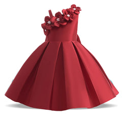 Summer Flower Party Girls Dress Elegant Bow Birthday Christmas Princess Kids Dress For Girls Wedding Bridemaid Prom Gown Vestido