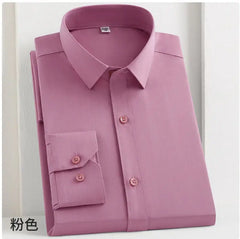 Bamboo Fiber Men's Shirt Long Sleeve Stretch Free Care Comfort Soft Business Professional Formal White Dress Shirts for Men 8XL