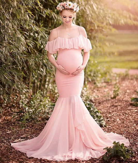 Mermaid Maternity Dresses For Photo Shoot Pregnant Women Pregnancy Dress Photography Props Sexy Off Shoulder Maxi Maternity Gown