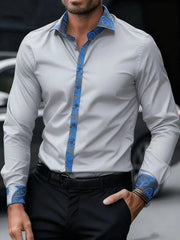 Men's fashionable business style long sleeved shirt with special pattern pattern. Long sleeved shirt suitable for parties